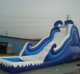 T8-1107 Diapositiva de agua inflable de tobogán gigante de tema marino