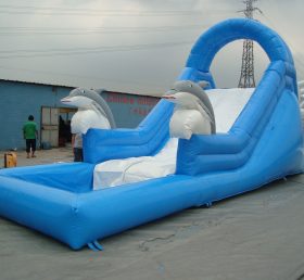 T8-1111 Deslizador de agua inflable de tobogán gigante de delfín