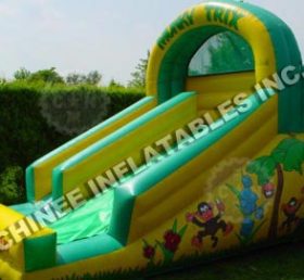 T8-587 Deslizamiento seco infantil inflable amarillo y verde