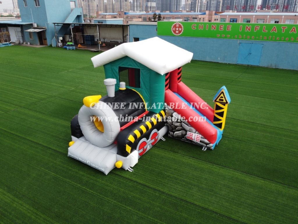 T2-3307 Steam Train Bouncy House Inflatable Combo With Slide Kids Party Event