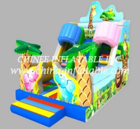 T8-1525 El tema de la jungla rebota tobogán inflable