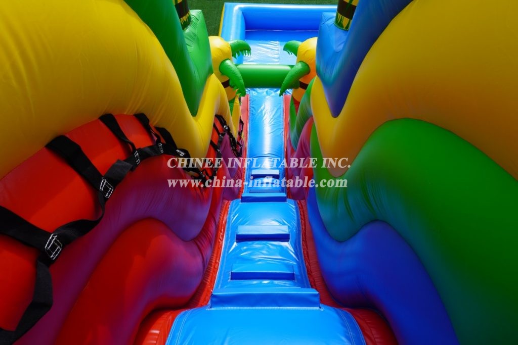 T8-1410B Outdoor Tropical Inflatable Wave Water Slide With Pool