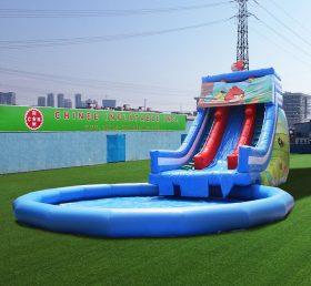 Pool2-714 Piscina inflable Angry Birds con canal deslizante