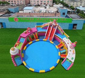 Pool2-722 Piscina de tobogán inflable Candy World