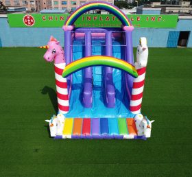 T8-2100 Deslizador de unicornio Deslizamiento seco inflable Castillo inflable de unicornio infantil