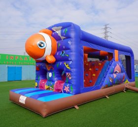 T7-1248 Deslizamiento de barrera de tema marino infantil inflable de pez payaso submarino