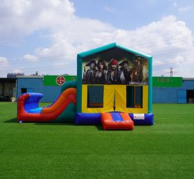 T2-3902 Trampolín inflable con tobogán Piratas del Caribe