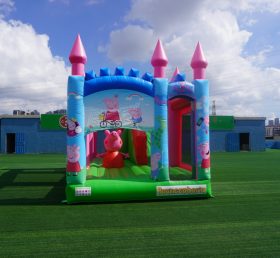 T5-1002D Pink cerdo hermana inflable castillo combinación tobogán niños al aire libre salto castillo