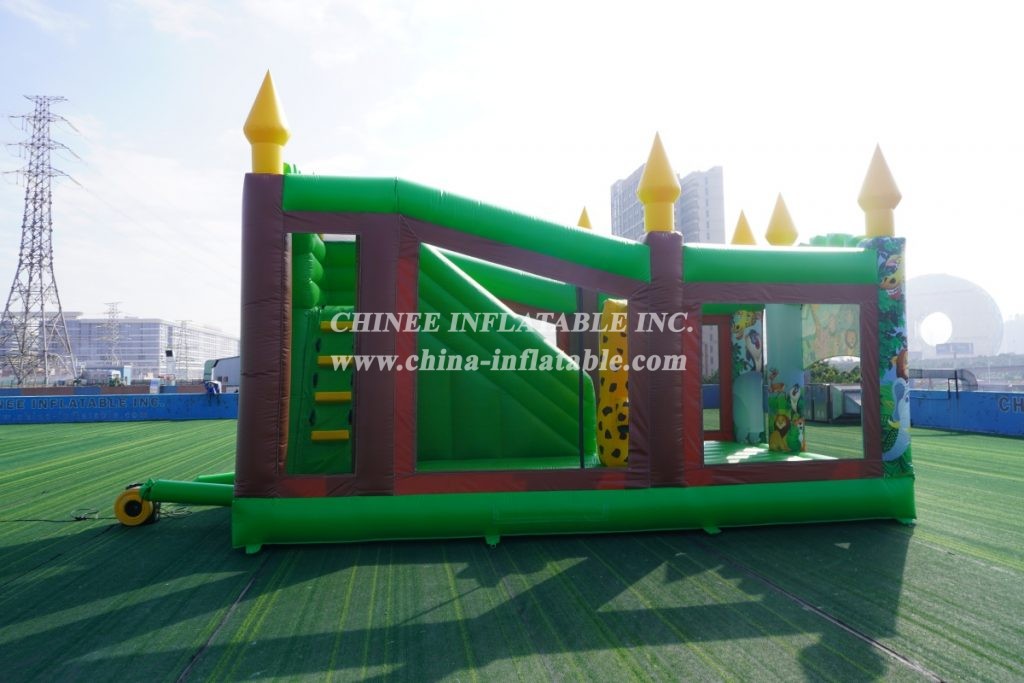 T5-1002F Jungle Safari Bouncy Castle Combo Slide Outdoor Kids Jumping Castle