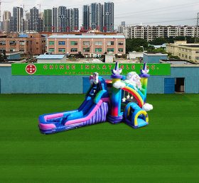 T2-4695 Trampolín unicornio de tobogán de dos carriles