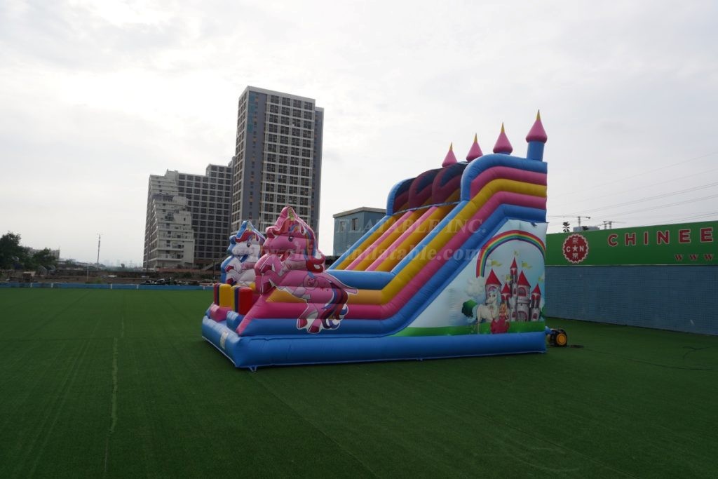 T8-4271 Unicorn Castle Inflatable Slide