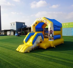 T2-2723J Pequeña diapositiva de castillo inflable infantil de tema amarillo