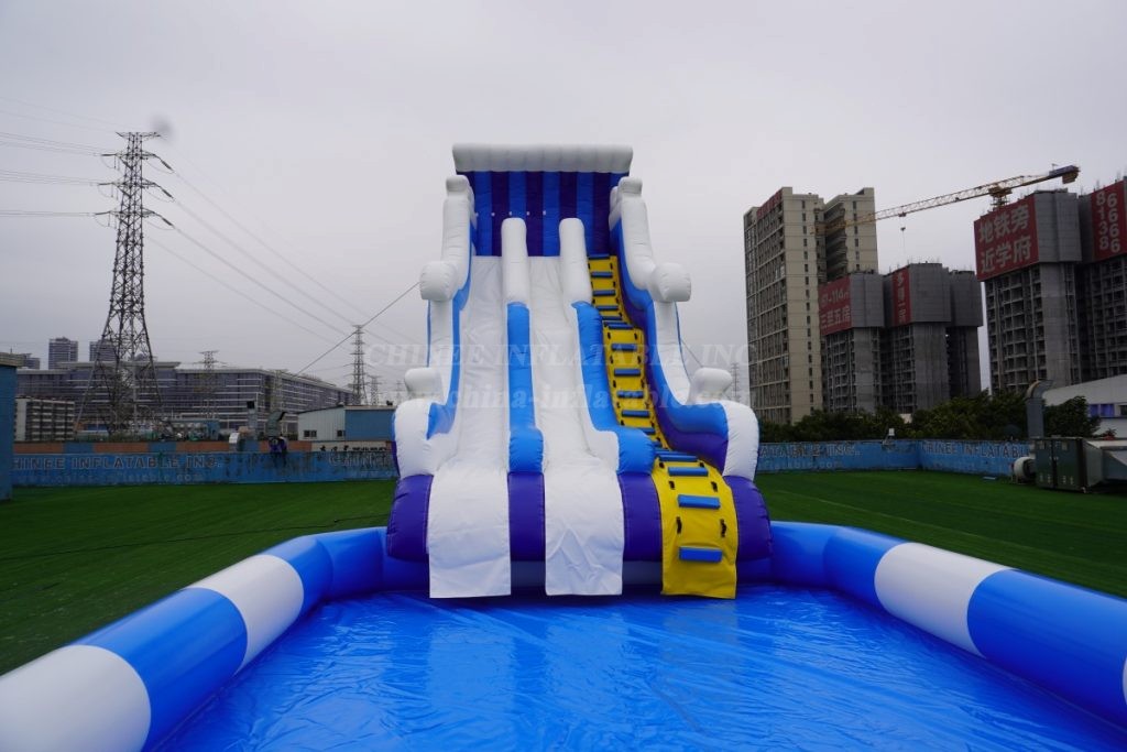 Pool2-715B Large inflatable water slide with swimming pool