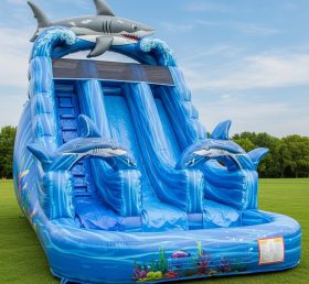 T8-8531 Shark Theme Inflatable Water Sli...