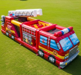 T7-3619 Firetruck Inflatable Obstacle Co...