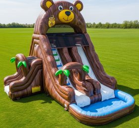 T8-5453 Bear Theme Inflatable Water Slid...