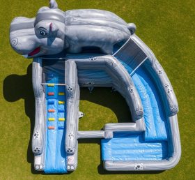 T8-5623 Hippo Theme Inflatable Water Sli...