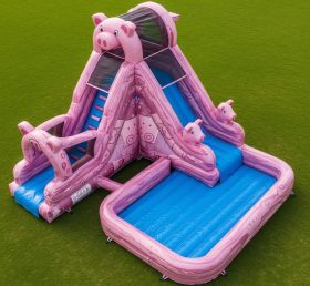 T8-5754 Pig Theme Inflatable Water Slide