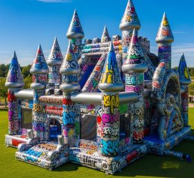T5-2954 Graffiti Theme Inflatable Castle...