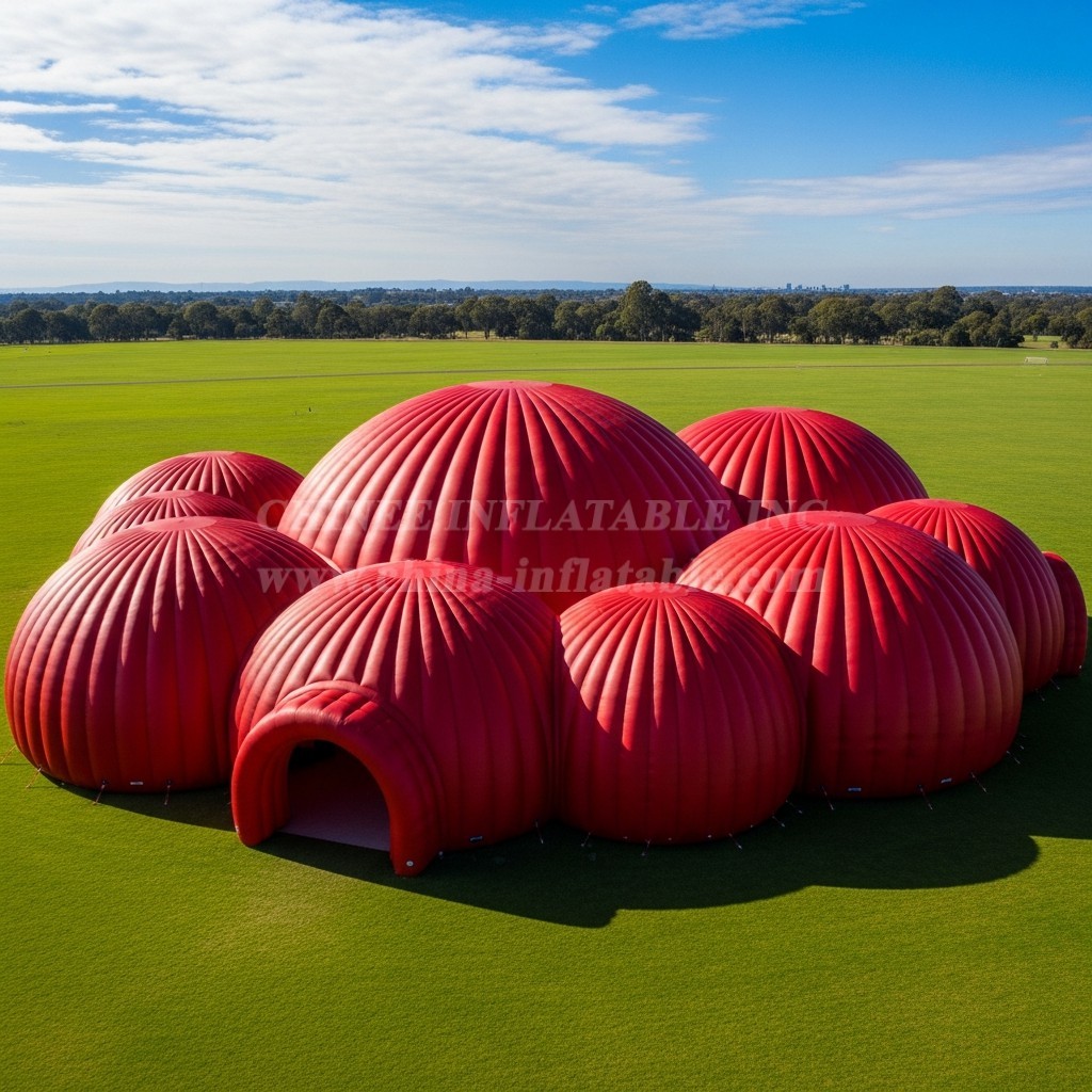 Tent1-6211 Red Dome Cluster Inflatable Tent