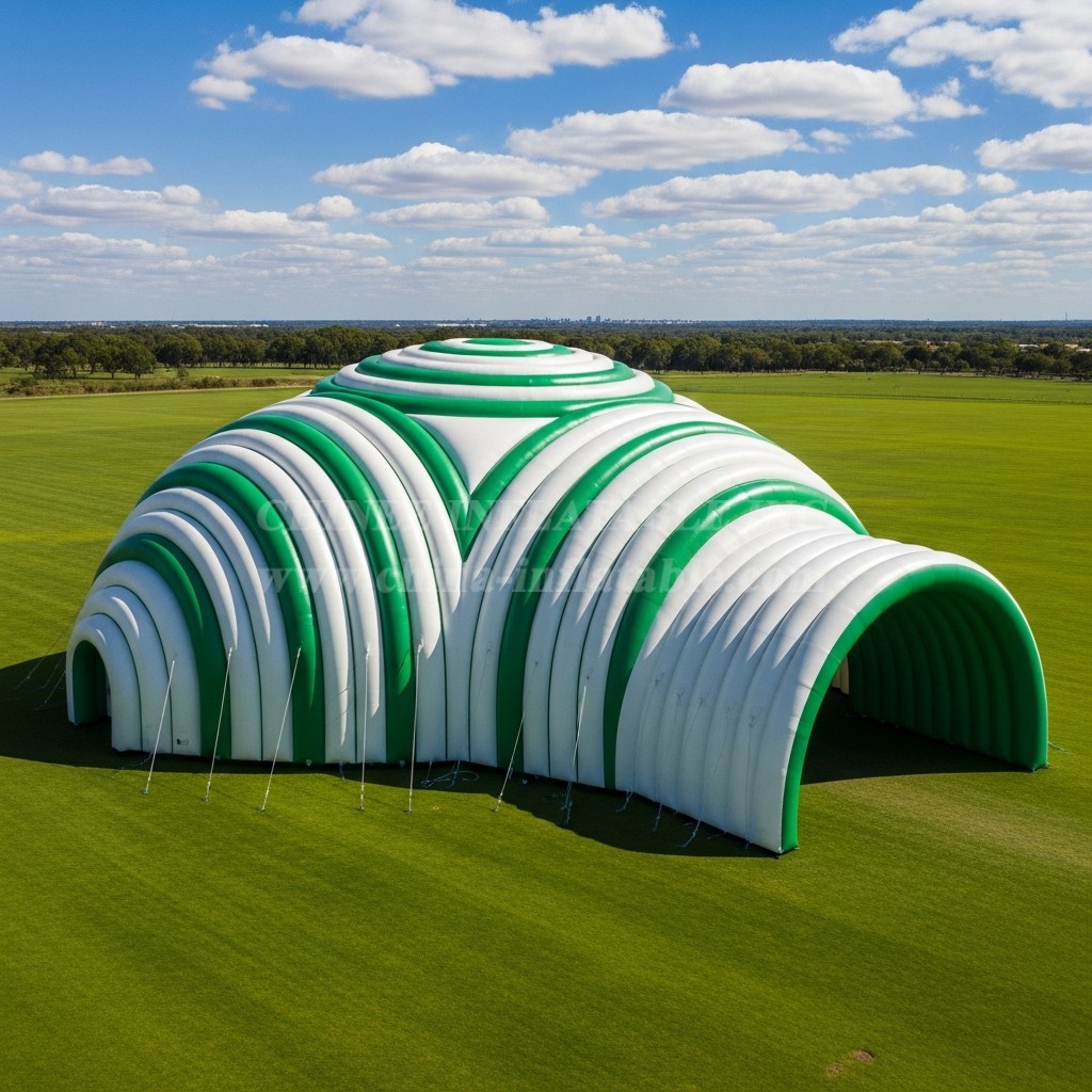Tent1-6252 Green White Arch Inflatable Dome