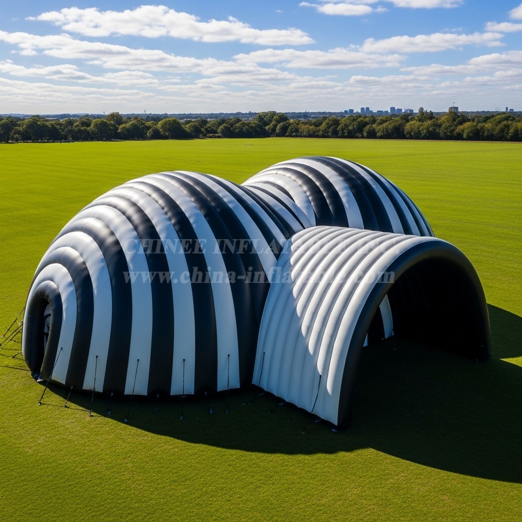 Tent1-6261 Striped Tunnel Inflatable Dome